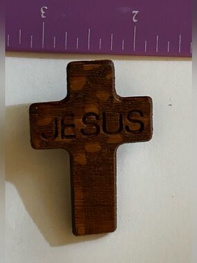 Wooden 'JESUS' Cross Pin